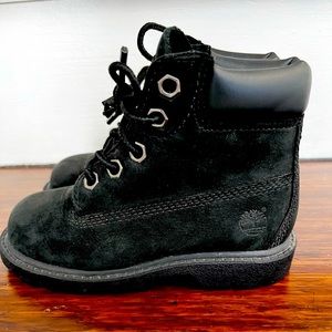 Timberland’s kids black suede bootie 8.5